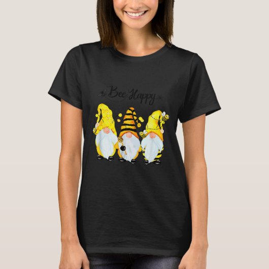 T-shirt Bee Happy Bee Gnome Spring (Devant)