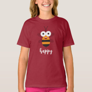 T-shirt Bee Happy Cartoon Honey Bee Funny mignonne fille
