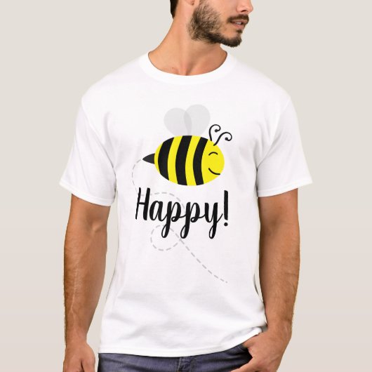 T-shirt "Bee Happy" Happy Bee Smile (Devant)