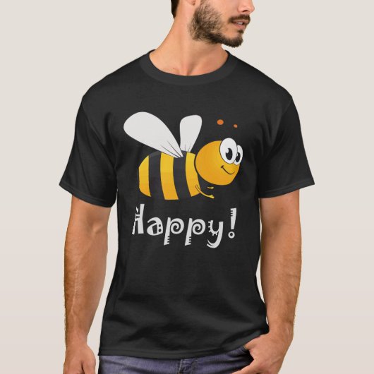T-shirt Bee Happy Mens Womens Kids (Devant)