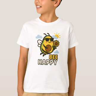 T-shirt Bee Happy Shirt Cute Avocado Pun Drôle Summer Tee