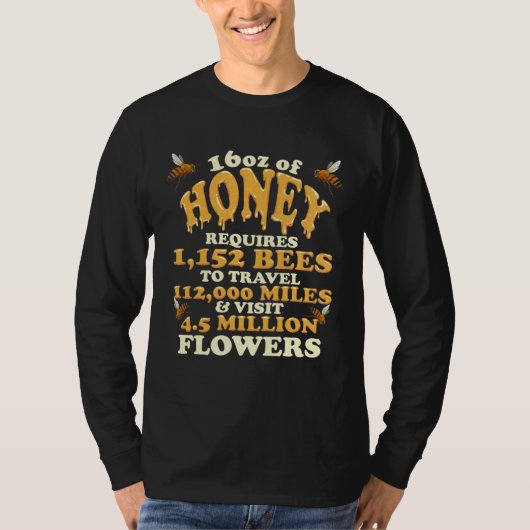 T-shirt Bee Honey Statistics Beekeeper Honeycomb (Devant)