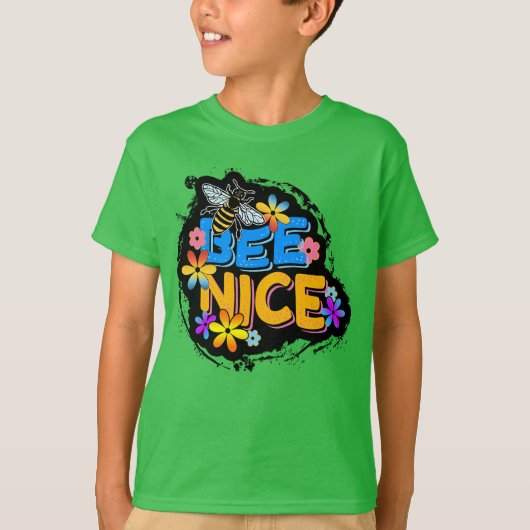 T-SHIRT BEE JOLIE FLEURS FLEURIES COLORÉES (Devant)