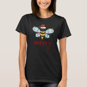 T-shirt Bee Joyeux Noël Bee in Santa Hat Mignonne Merry Xm