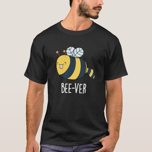 T-shirt Bee ver Funny Animal Beaver Bee Pun Dark BG (Devant)