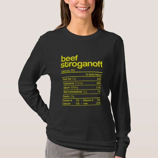 T-shirt Beef Stroganoff Nutrition Fact Funny Thanksgiving (Devant)