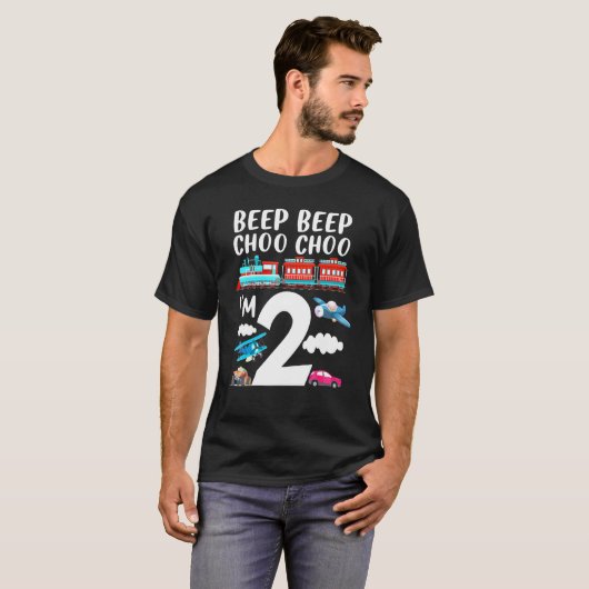 T-shirt Beep Beep Choo Choo Im 2e fête d'anniversaire (Devant entier)