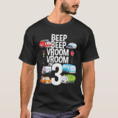 T-shirt Beep Vroom I m 3 Camions Voitures Thème Anniversai (Devant)
