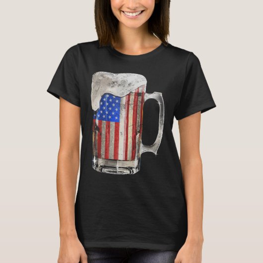 T-shirt Beer American Flag 4 juillet Usa Boisson Party (Devant)