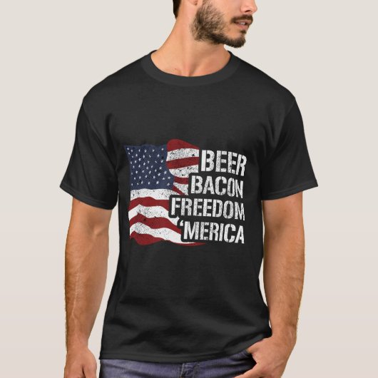 T-shirt Beer, Bacon, Freedom America (Devant)