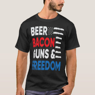 T-shirt Beer Bacon Freedom Merica American Flag 4 Juil