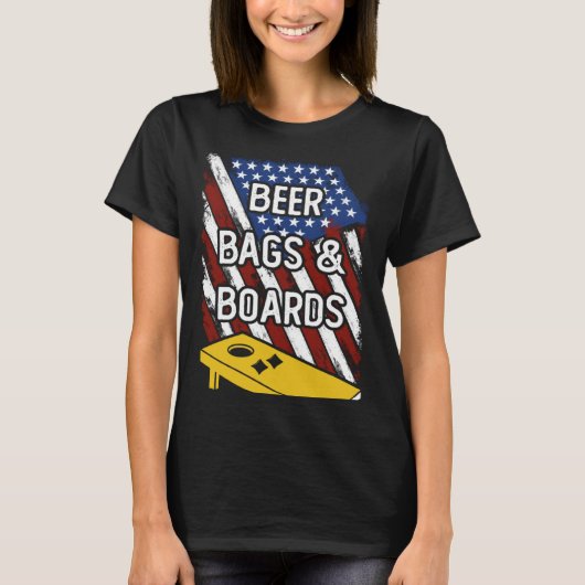 T-shirt Beer Bags And Boards American Cornhole Player USA  (Devant)