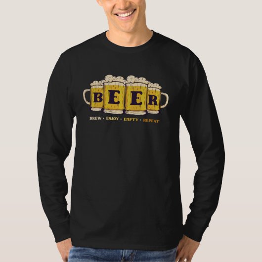 T-shirt Beer Brew Enjoy Empty Repeat Personality Beer (Devant)