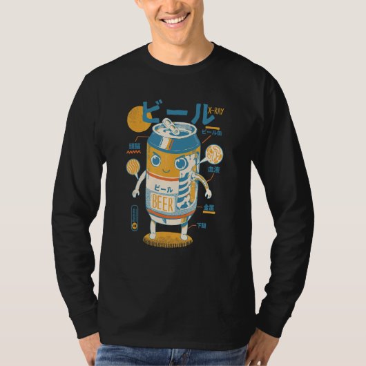 T-shirt Beer Can X Ray Sci fi Japanese Beer Anatomy Drin (Devant)