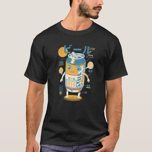 T-shirt Beer Can X Ray Sci fi Japanese Beer Anatomy Drink (Devant)