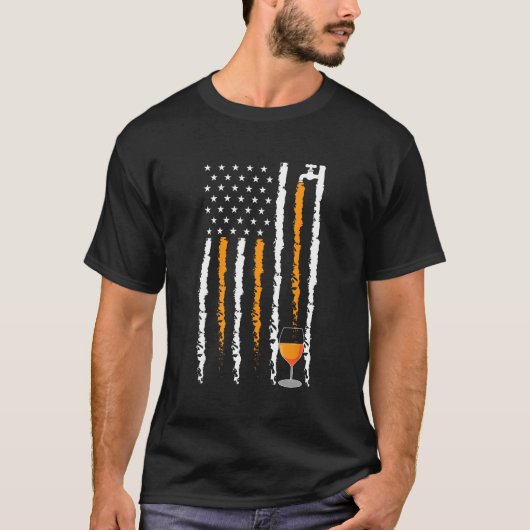 T-shirt Beer Crafting Brewery Patriotic American Flag 4th (Devant)