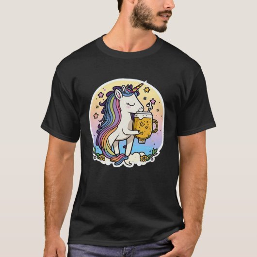 T-shirt Beer Drinking Unicorn Unicorn (Devant)
