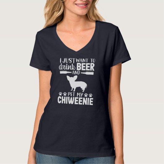 T-shirt Beer Funny Chien propriétaire Lover Chiweenie Chie (Devant)