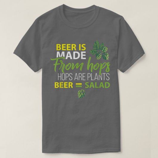 T-shirt Beer Is From Hope et Beer Equals Salad, Humour Biè (Design devant)