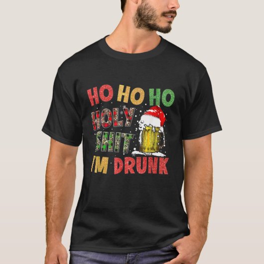 T-shirt Beer Mug Noël Santa Hat Reindeer Funny Xmas L (Devant)