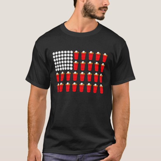 T-shirt Beer Pong American Flag (Devant)