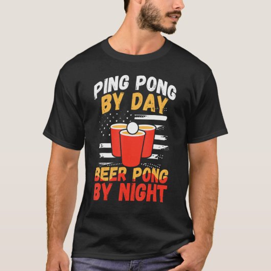 T-shirt Beer Pong By Night Table Tennis Player (Devant)