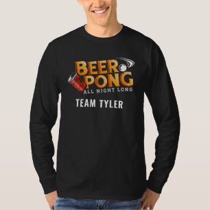 T-shirt Beer Pong Toute La Nuit Long Personnalisé Nom De L