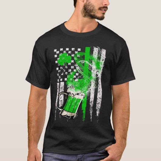 T-shirt Beer US Drapeau & Shamrock Graphic Jour de la Sain (Devant)