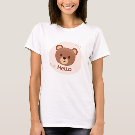 T-shirt Beige and Brown Cute Illustrative (Devant)