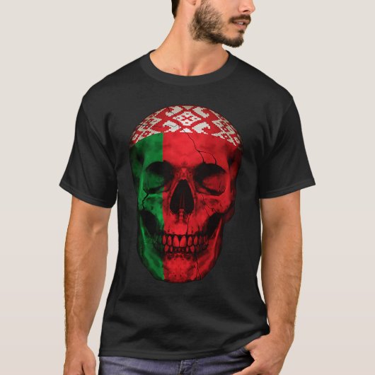 T-shirt Belarus Flag Skull Belarusian Roots Proud Patrioti (Devant)
