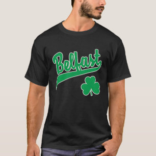 T-shirt Belfast Sports Script Shamrock Vert Imprimé Contou