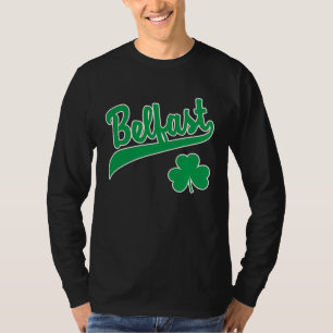 T-shirt Belfast Sports Script Shamrock Vert Imprimé Contou