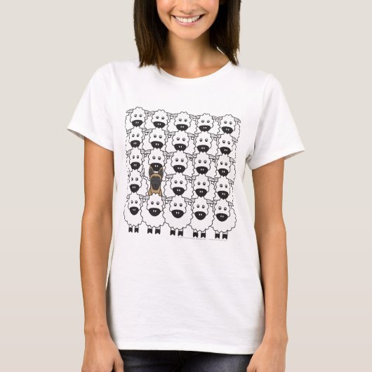 T-shirt Belge Malinois chez les moutons (Devant)