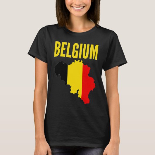 T-shirt Belgian Belgium Country Map Flag (Devant)