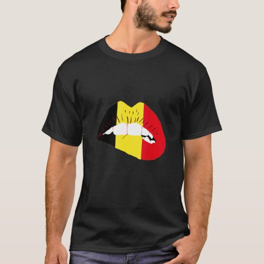 T-shirt Belgian Flag Lips Belgian Pride Belgie Belgian Roo (Devant)