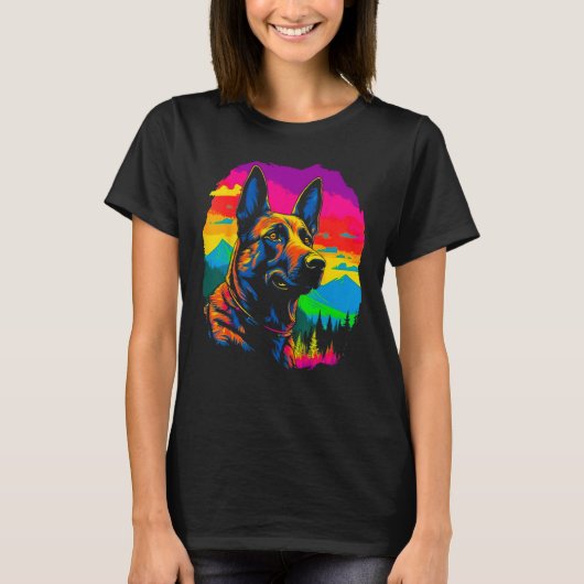 T-shirt Belgian Malinois Dog Forest (Devant)