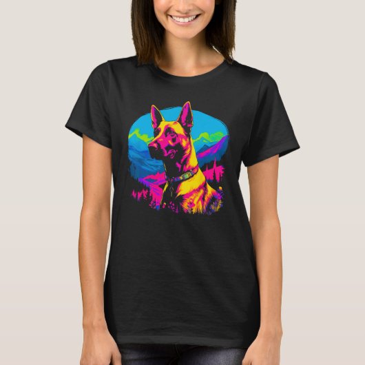 T-shirt Belgian Malinois Dog Pop Art (Devant)
