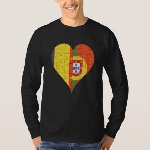 T-shirt Belgian Portuguese Flag Heart