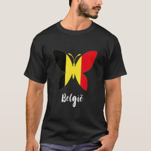 T-shirt Belgie Butterfly Belgique Belgique Belgique Drapea