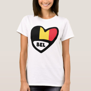 T-shirt Belgique Code Pays Drapeau Coeur BEL