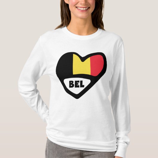 T-shirt Belgique Code Pays Drapeau Coeur BEL (Devant)