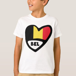 T-shirt Belgique Code Pays Drapeau Coeur BEL