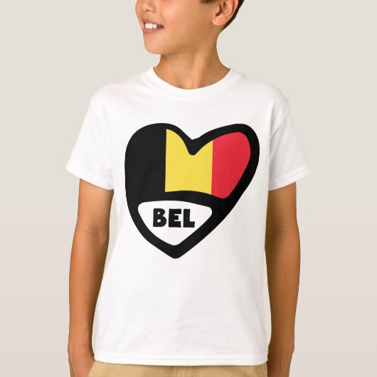 T-shirt Belgique Code Pays Drapeau Coeur BEL (Devant)