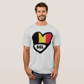 T-shirt Belgique Code Pays Drapeau Coeur BEL (Devant entier)