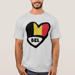 T-shirt Belgique Code Pays Drapeau Coeur BEL