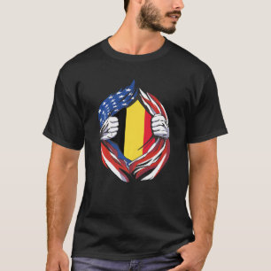 T-shirt Belgique Drapeau Américain Fier de Mon Patrimoine 