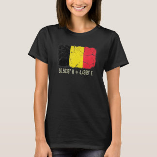 T-shirt Belgique Drapeau Coordonnées Hommes Femmes Belgiqu