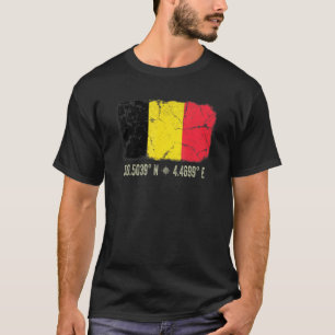 T-shirt Belgique Drapeau Coordonnées Hommes Femmes Belgiqu