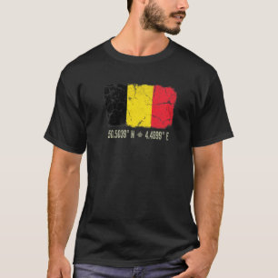 T-shirt Belgique Drapeau Coordonnées Hommes Femmes Belgiqu