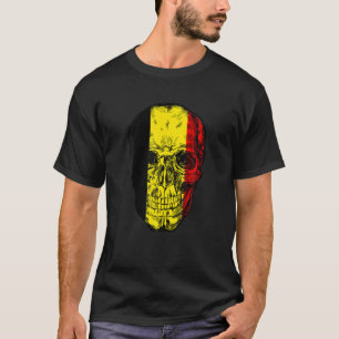 T-shirt Belgique Drapeau crâne Funny Rock Crâne gothique